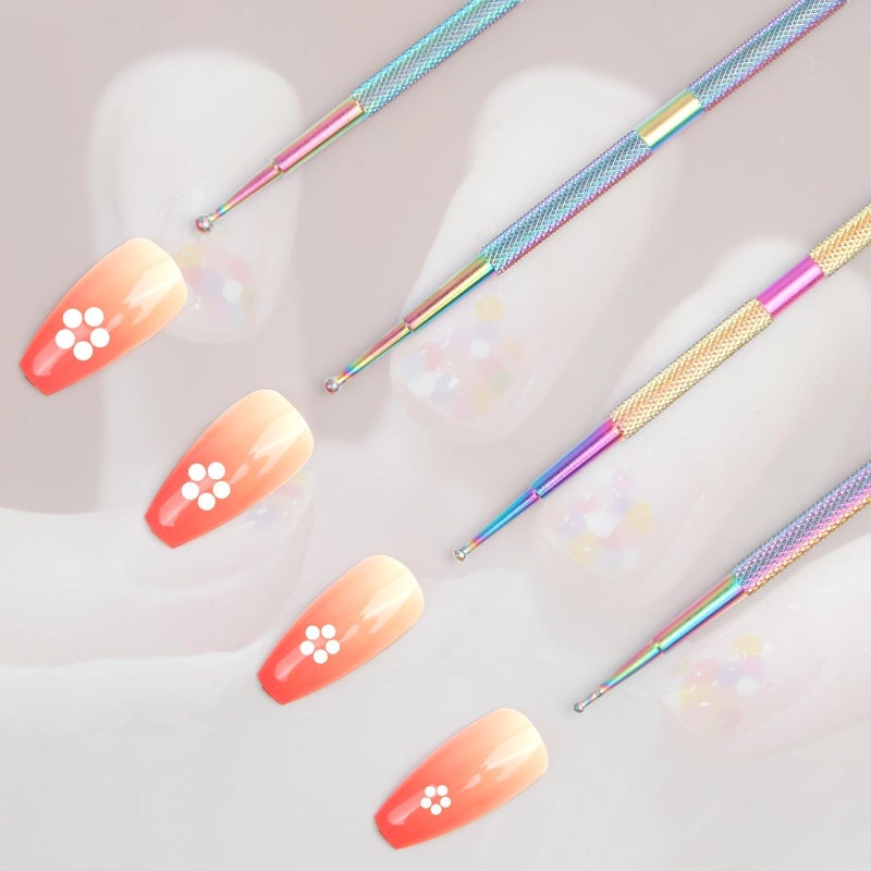 Foyods Nail Dotting Tool, 4 PCS Professional Nail Art Dotting Tool Ball End Nail Dotting Tool for Painting Nail Design Pattern Embossing，Art Dot Tools - Image 3